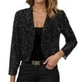 thumbnail image 2 of TrendOFT Women’s Sequin Short Jackets Long Sleeve Open Front Coat Glitter Blazer Casual Coat Party Clubwear Black L, 2 of 8