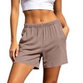 thumbnail image 2 of MLCDZ Womens Bermuda Shorts Elastic Waist Athletic Loose Running Comfy Long Yoga Shorts with Pockets Summer Golf Workout Holiday Short Pants, 2 of 6