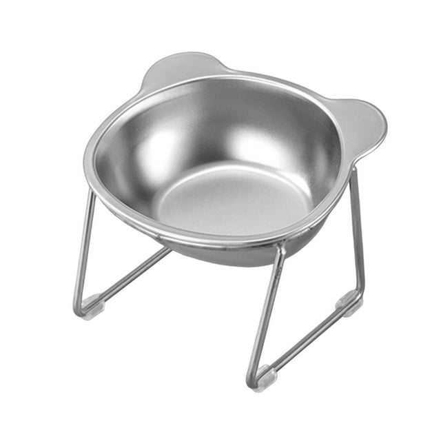 Cuenco para gatos con soporte, de acero inoxidable, antideslizante, fácil de limpiar. Tazón individual de dibujos animados