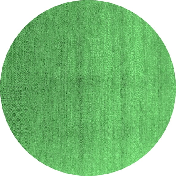 Ahgly Company Indoor Round Oriental Emerald Green Industrial Area Rugs, 6' Round