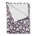 thumbnail image 2 of Flower Soft Flannel Fleece Blanket, Romantic Blossom Pattern Wedding Exotic Feminine Garden Petals with Contours, Cozy Plush for Indoor and Outdoor Use, 50" x 60", Eggplant and White, by Ambesonne, 2 of 5
