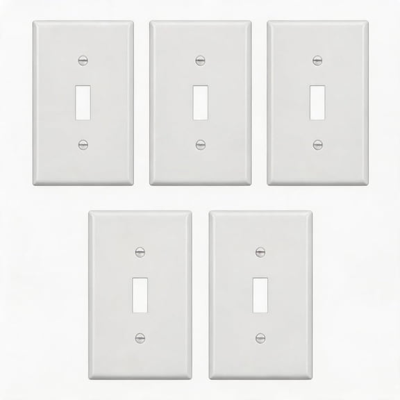 Toggle Light Switch Wall Plate, White Light Switch Cover Plate,1-Gang Standard Size, Unbreakable Polycarbonate Cover, UL Listed, Glossy White (5-Pack)