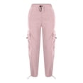 thumbnail image 7 of Miluxas Girls Cargo Pants Casual Jogger Loose Fit Streetwear Parachute Pants Pink 10-11Years, 7 of 7