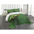 thumbnail image 3 of Ambesonne Green Quilted Bedspread Set 3 Pcs, Exotic Wild Macro Leaf, King Size, Green, 3 of 5