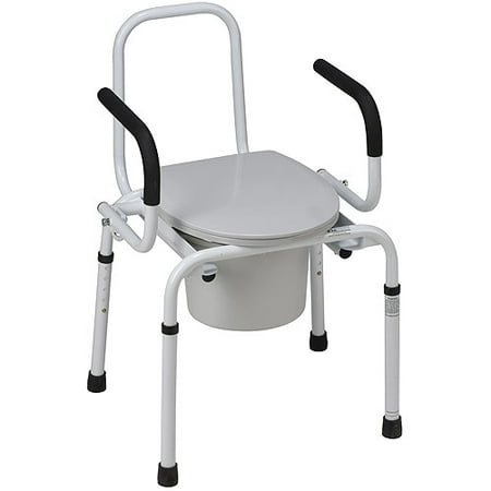DMI Portable Toilet for Seniors and Elderly, Drop-Arm Steel Bedside Commodes, Adult Potty Chair, Portable Bucket Toilet Seat for Handicap, Medical Toilet (Best Toilet Height For Elderly)