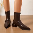thumbnail image 2 of Women's Winter Boots Women's Comfortable HeightEnhancing Ankle Boots Pointed Toe, Large Size, Belt Buckle, Solid Color for Fall and Winter Black Ankle Boots, 2 of 9
