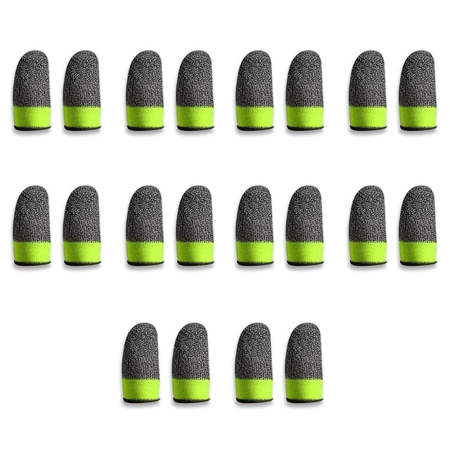 Juego móvil Mangas para los dedos Transpirable A prueba de sudor Cubiertas elásticas para juegos 24Pin Knitting Portable Gamer Guantes Negro Verde 10 pares Yuarrent EL015119-03