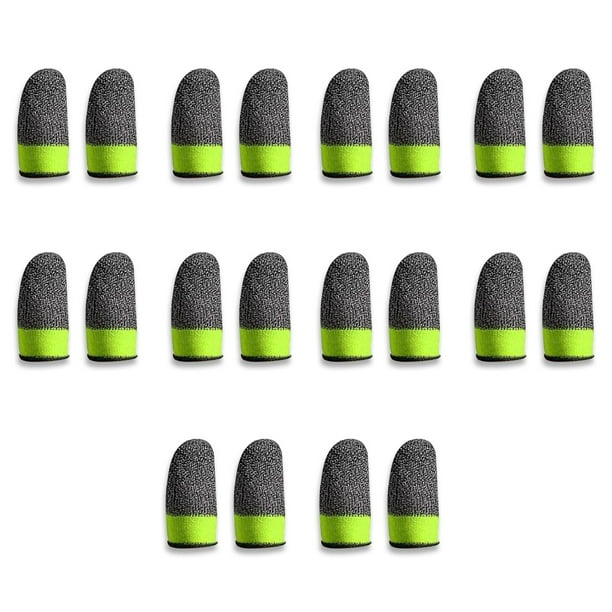 Juego móvil Mangas para los dedos Transpirable A prueba de sudor Cubiertas elásticas para juegos 24Pin Knitting Portable Gamer Guantes Negro Verde 10 pares Yuarrent EL015119-03