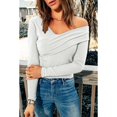 thumbnail image 2 of V Neck Long Sleeve Top Soft Skin Friendly Comfortable Breathable Women's Top for Home Shopping Office Outdoor White 2XL, 2 of 8