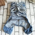 thumbnail image 6 of Walbest Pet Clothes Pet Denim Dog Jeans Jumpsuit Overall Strip Hoodie Coat Small Medium Dogs Cats Classic Jacket Puppy Blue Vintage Washed (XXL), 6 of 7