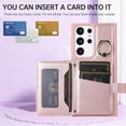 thumbnail image 3 of Dteck Wallet Crossbody for Samsung Galaxy S23 Ultra Case with Lanyard Wrist Strap Credit Card Holder, PU Leather Protective Phone Case with Ring Holder,Rosegold, 3 of 8