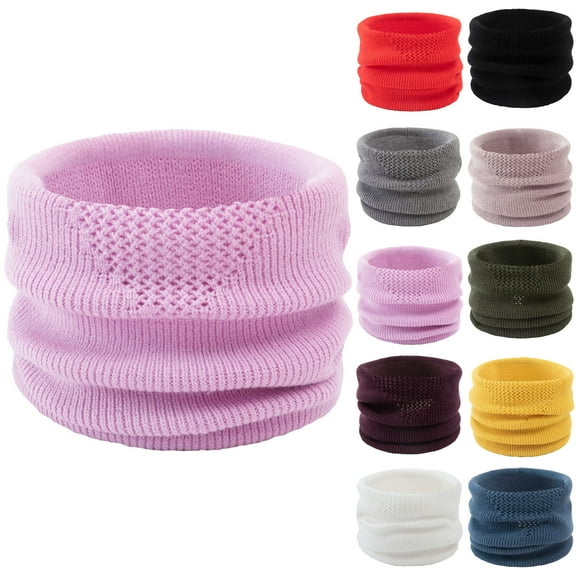 Holiday Gifts! Titcea Neck Gaiter Women Knitted Solid Color Wind Protection Fleece Pullover Winter Neck Warmer Thick Scarf for Women