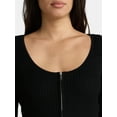 thumbnail image 4 of Madden NYC Women’s Zip Top with Long Sleeves, Sizes XXS-2XL, 4 of 5