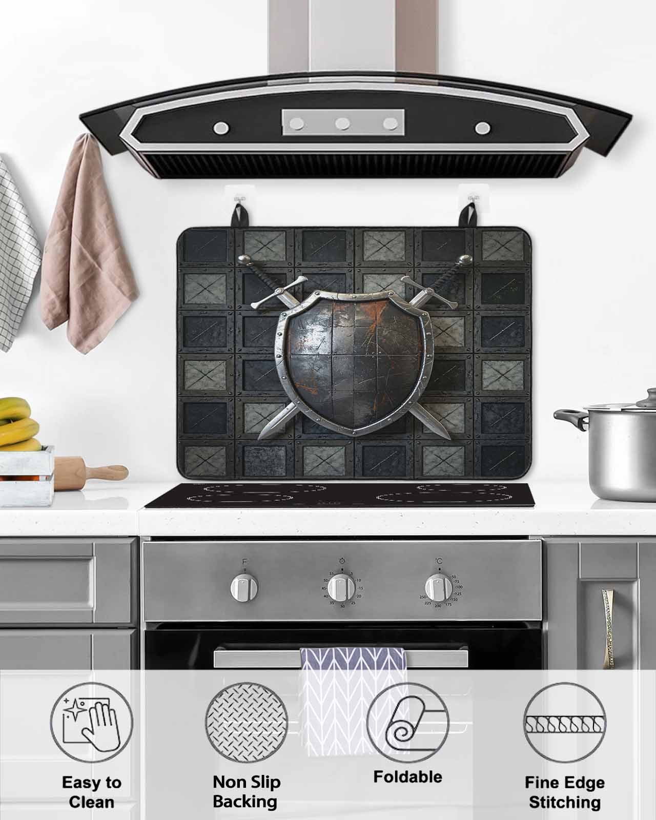 Large Induction Cooktop Protector Mat Farmhouse Shields Stove Top Covers for Electric Stove, Modern Vintage Shabby Chic Plaid Decorative Stove Burner Cover Mats, Glass Top Stove Cover