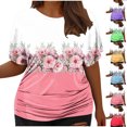 thumbnail image 1 of Fiudx Camisas para Mujer Camiseta de Manga Corta Grande con Cuello Redondo Plisada y Cintura de Manga Corta Informal a La Moda para Mujer, 1 of 6