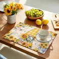 thumbnail image 5 of Placemats Set of 6, Yellow Sunflower Gnome Place Mats Bee Farmhouse Floral Tablemats Washable Placemat Table Decoration for Kitchen Table Dinner Party Home Decor Indoor Outdoor 13x19 Inch, 5 of 9