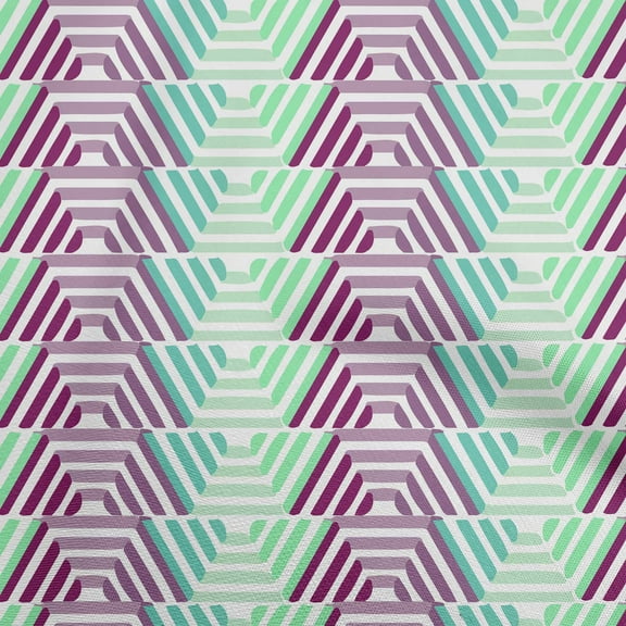 oneOone Viscose Chiffon Turquoise Blue Fabric Geometric Hexagon Stripes Sewing Craft Projects Fabric Prints By Yard 42 Inch Wide