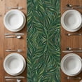 thumbnail image 4 of Table Runner 72 Inches Long for Kitchen Dining, Green Leaves Dresser Scarf Farmhouse, Dining Table Decorations for Wedding/Parties, Spring Watercolor Ethnic Botanical Geometric 13 x 72 In, 4 of 9