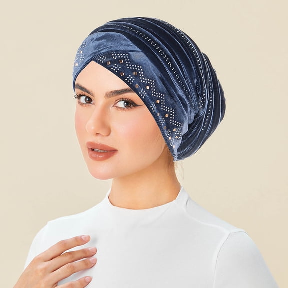 Ynynloco Womens Rhinestone Muslim Inner Hijab Caps Shiny Head Cover Stretch Beanie Turban Hat Chemo Cap Headwrap Cover