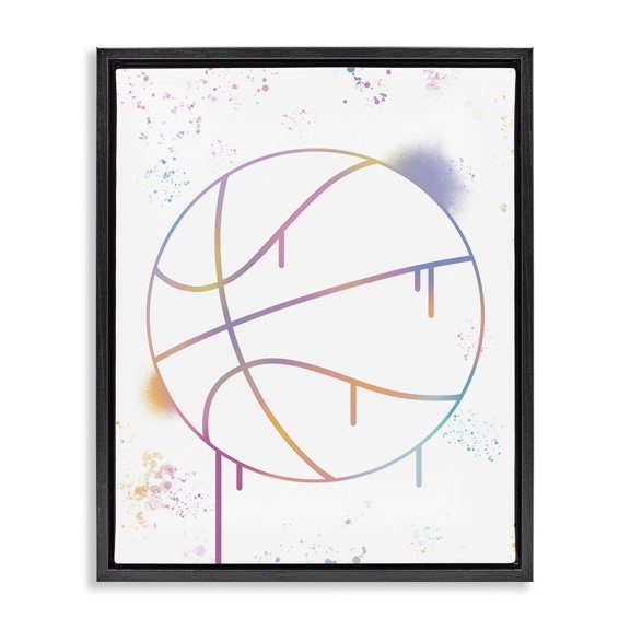 Stupell Industries Contemporary Graffiti Basketball Drip Black Floating Frame Canvas Art, 17 x 21, by Marcus Prime