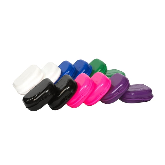 Henry Schein Super Tuff Small Retainer Cases with Vent Holes, Assorted Colors, 12/Bag