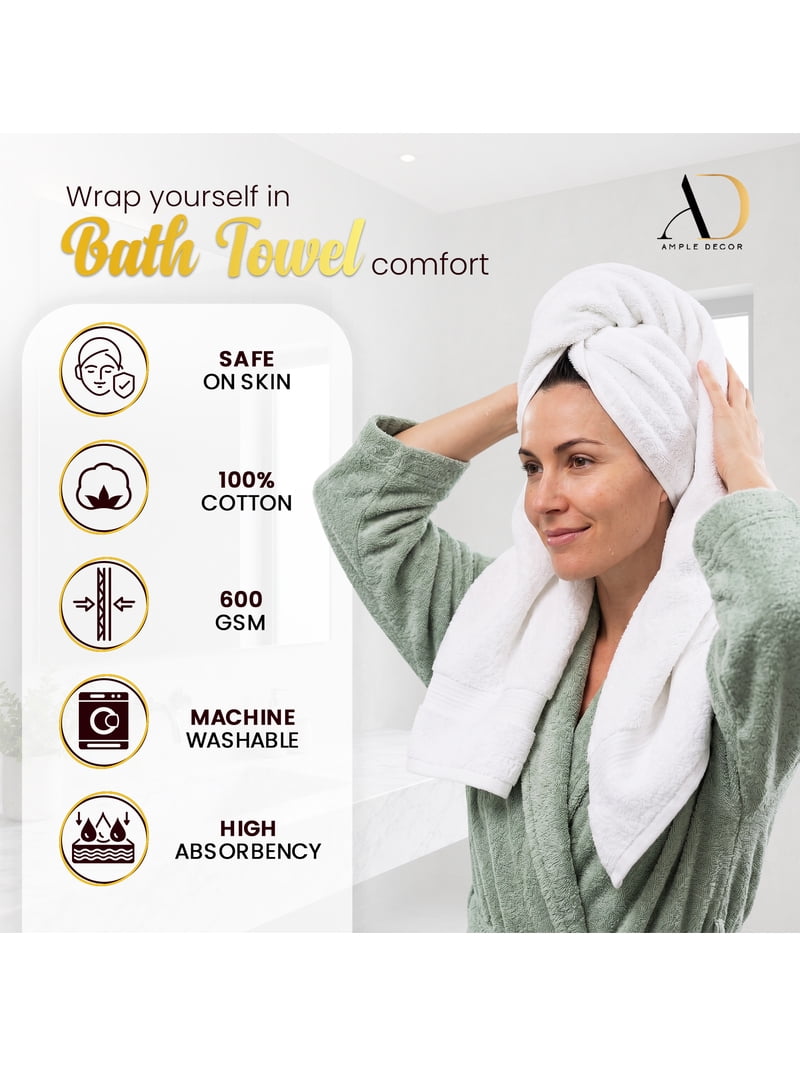 Ample Decor Bath Towel 30 x 54 inch Pack of 8 600 GSM 100% Cotton