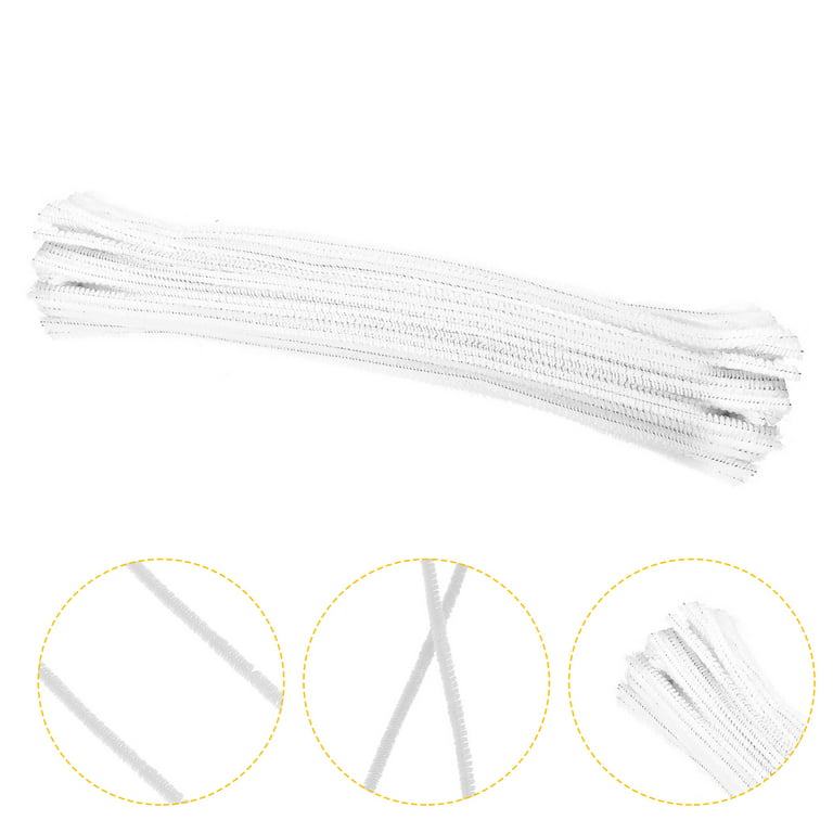 50Strands White Pipe Cleaner Chenille Stick with Iron Wire Tinsel  Decoration