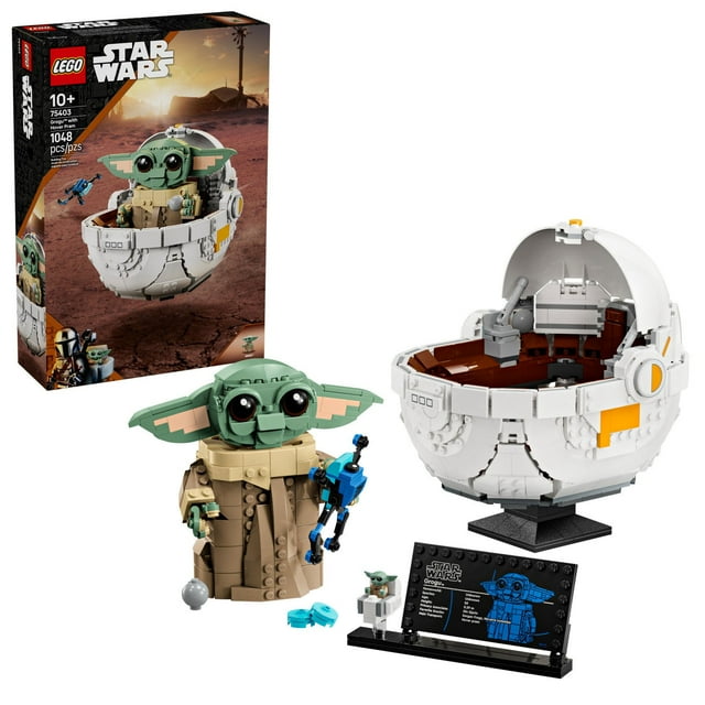 LEGO Star Wars The Mandalorian: Grogu with Hover Pram Buildable Toy Figure, 1048 pcs.