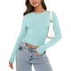 thumbnail image 1 of Mujer Slim Fit Básico Crop Top Sólido Manga Larga Cuello Redondo Crop Top Pullover Streetwear Nituyy Disponible en varios colores. Top de manga larga entallado de moda para mujer, 1 of 5