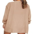 thumbnail image 3 of Women Two-piece Pants Suit  Solid Color Long Sleeve Blouse and Drawstring Elastic Waist Shorts, 3 of 7