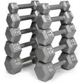 thumbnail image 4 of HolaHatha 5, 10, 15, 20, 25 lb Cast Iron Dumbbell Weight Set with Rack, 4 of 4