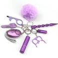 thumbnail image 1 of Juego de llaveros protectores de 8 piezas Juego de llaveros de seguridad de moda portátil para mujeres adolescentes Púrpura, 1 of 10