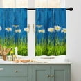 thumbnail image 3 of Blue Farmhouse Kitchen Curtains and Valance 3 Piece Sets,Spring Wooden Floral Short Curtains 36 Inch Length Window Treatment Tiers for Kitchen Vintage Small Kitchen Decor, 3 of 5
