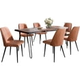 thumbnail image 2 of Jofran Nature's Edge Seven Piece Solid Acacia Dining Set with Upholstered Mid-Century Modern Chairs, 2 of 9