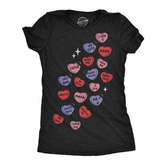 Womens Funny T Shirts Falling Glitter Candy Hearts Cute Valentines Day Tee For Ladies Womens Graphic Tees