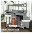 thumbnail image 4 of Outdoor Potting Bench with Sink - Garden Workstation Table with Drawer & Storage - Gray Fir Wood - Greenhouse, Patio, Yard - 44.5" L x 18.7" W, 4 of 9