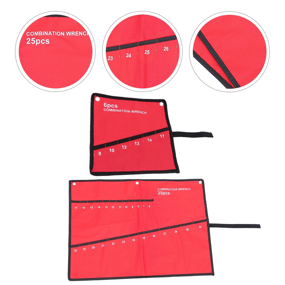 Hemoton 2pcs Wrench Roll Up Bags Wrench Tools Organizer Pouches Tools Roll Up Bag Canvas Wrench Roll