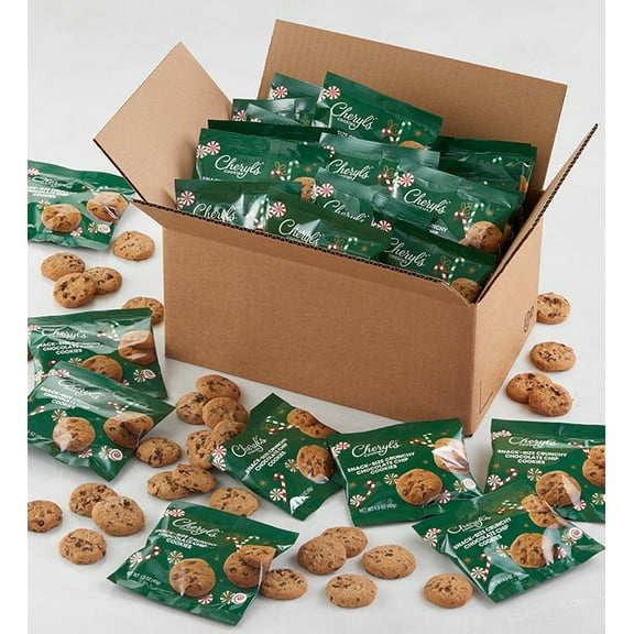 Cheryl's Cookies® Snack-Size Crunchy Chocolate Chip Cookie, 35-pack, Individually Packaged , Gourmet, Christmas Cookies, Holiday Snack, Gift for Friends, Coworkers, & Kids