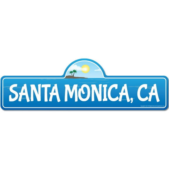 Santa Monica CA California Beach Street Sign | Indoor/Outdoor | Surfer Ocean Lover Décor For Beach House Garages Living Rooms Bedroom | Signmission Personalized Gift