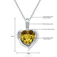 thumbnail image 4 of Gem Stone King 925 Sterling Silver Yellow Citrine and White Moissanite Heart Shape Pendant Necklace for Women (1.42 Cttw, Heart 8MM, Gemstone November Birthstone, with 18 inch Chain), 4 of 5