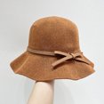 thumbnail image 4 of Women Knitted Bucket Sun‑Hat With Bow‑Knot Strap UV Protection Wide Brim Elegant Summer Sun Hat Packable Breathable Outdoor Travel Beach Head‑Accessory, 4 of 4