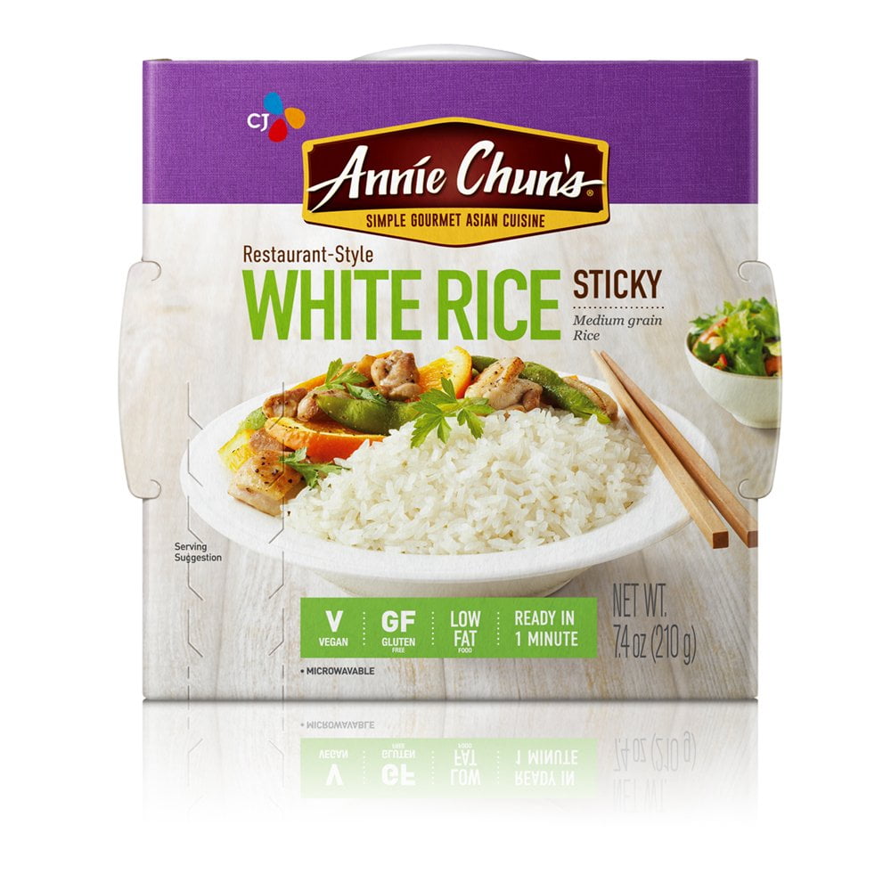 Annie Chuns Cooked White Sticky Rice, GlutenFree, Vegan, Low Fat, Sushi Rice, 7.4oz (Pack of 6