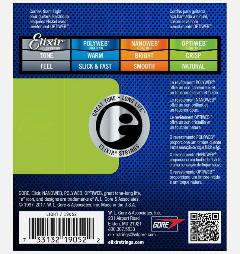 6 Sets! Elixir OPTIWEB Nickel Electric — 19052 Light .010-.046