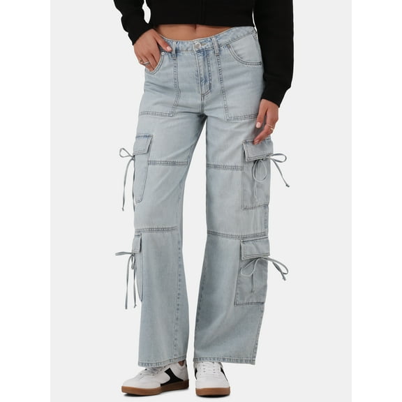 No Boundaries Bow Cargo Jeans, 30.5” Inseam, Women's and Women's Plus