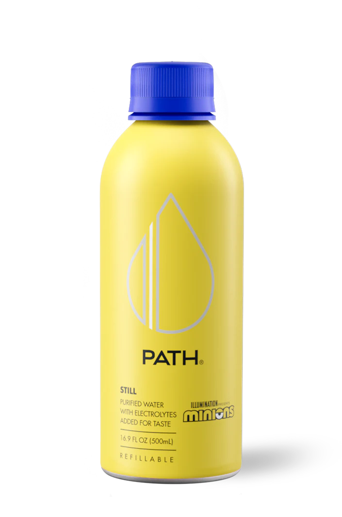 PATH Water Ultra-Purified Still Water, 16.9 fl oz, 12 pack Aluminum Bottles, Limited Edition Minions