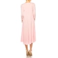 thumbnail image 4 of MOA Collection Women's A-Line Long Dress with 3/4 Sleeves and Relaxed Round Neckline, 4 of 7