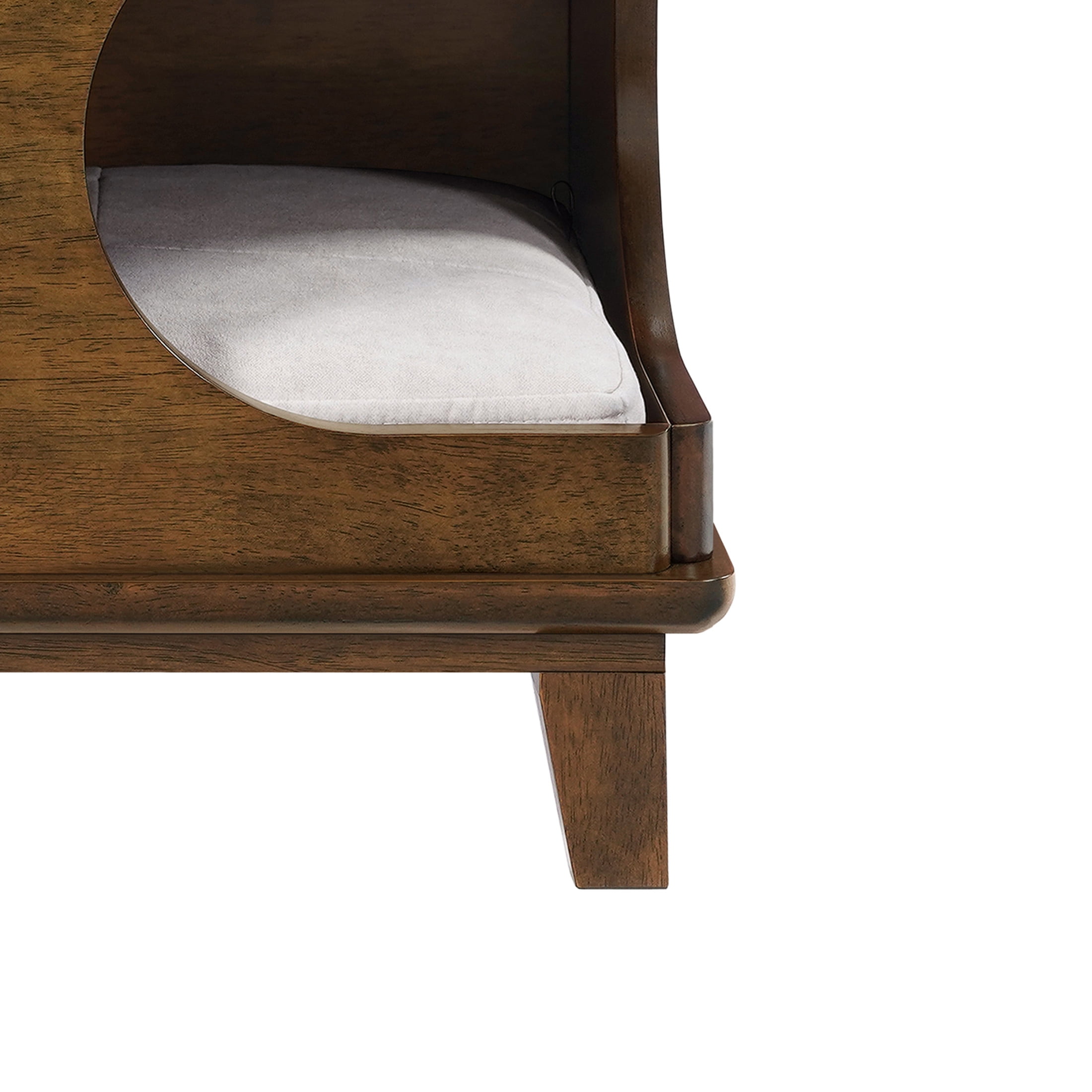 Christopher Knight Home Modern Cat House Side Table, Wooden Pet Nightstand with Bed Cushion, Walnut
