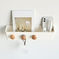 thumbnail image 1 of Wall Storage Shelf With Hooks Remote Control Multifunctional Stand Box Sticky Bracket Bathroom Bedroom Living Room Wall Storage, 1 of 9