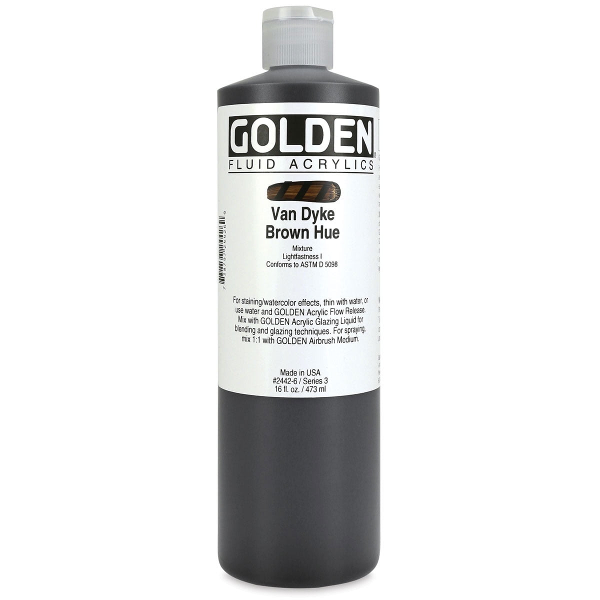 Golden Fluid Acrylic Paint, 16 oz, Van Dyke Brown
