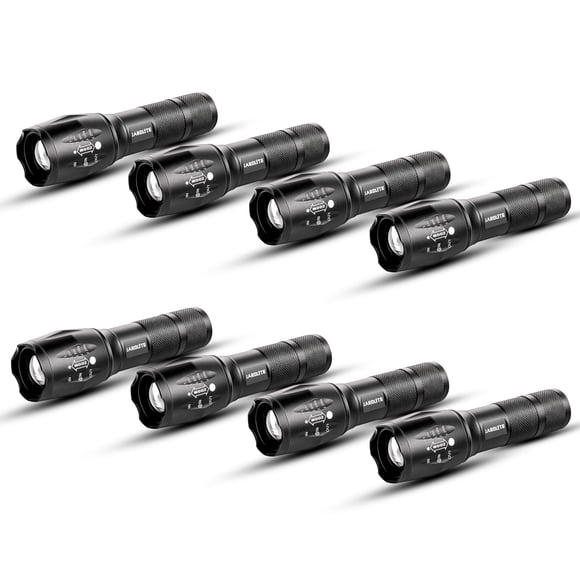 Linterna LED de emergencia JARDLITE, paquete de 8 unidades, enfoque ajustable